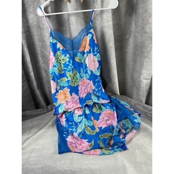 NWT In Bloom by Jonquil Brief Encounter Floral BLUE/PINK/GREEN Lace Trim Size XS - Picture 1 of 7